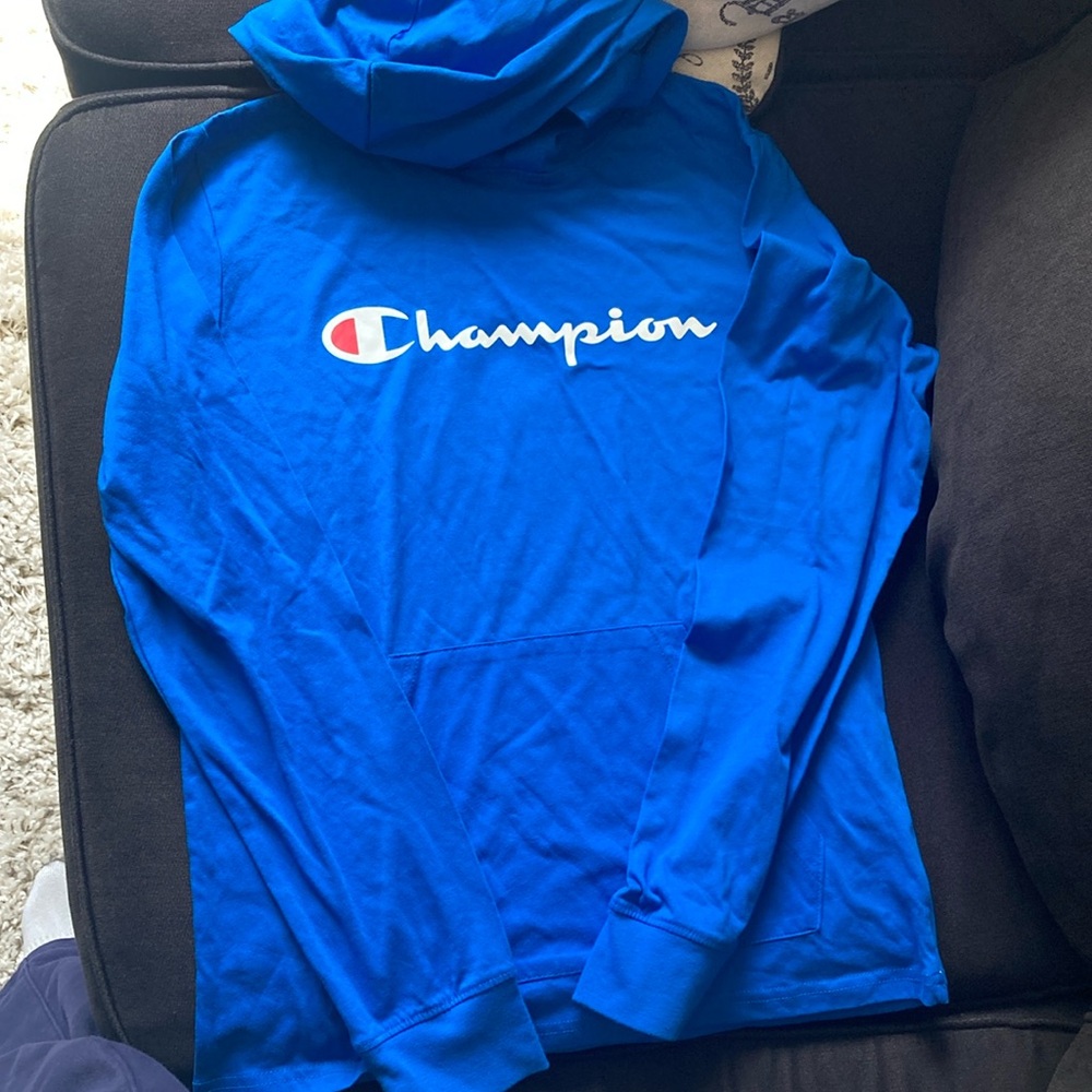 Champion Blue Jersey Knit Hoodie